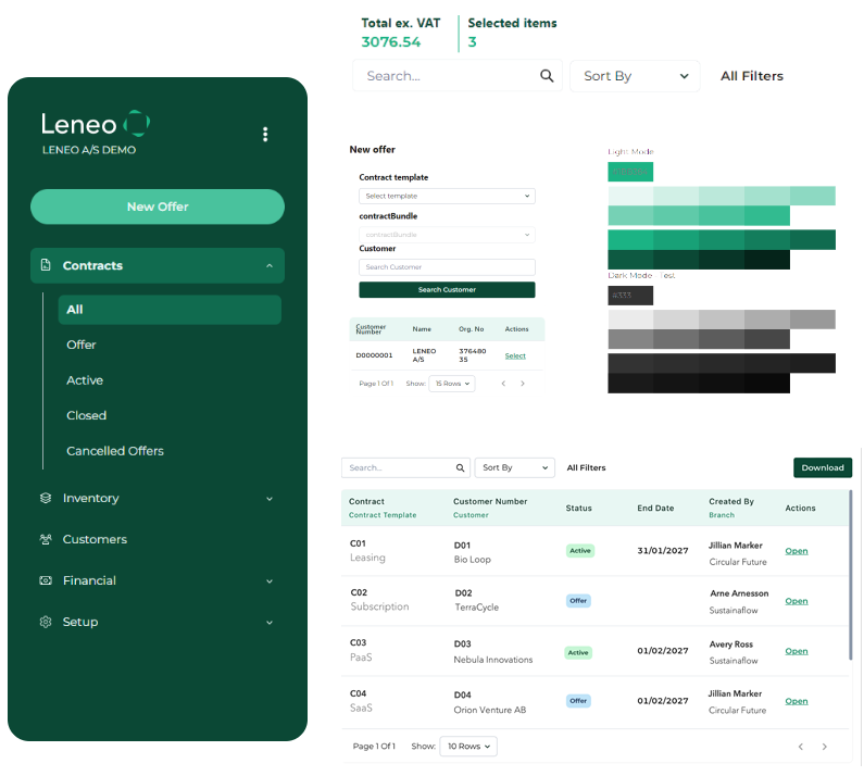 Screenshot of Leneo platform 